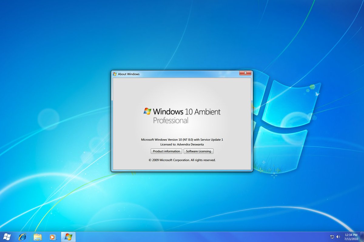adeswanta08's tweet image. Another &quot;#ParallelUniverseofWindows&quot; Project
Windows 10 (Ambient) is an alternate version of Windows 7, keeping the original &quot;Aero&quot; theme with slightly added and modified features. (continued below)

#windows #windows7 #frutigeraero #AlternateUniverse #AlternateTimeline #PUoW
