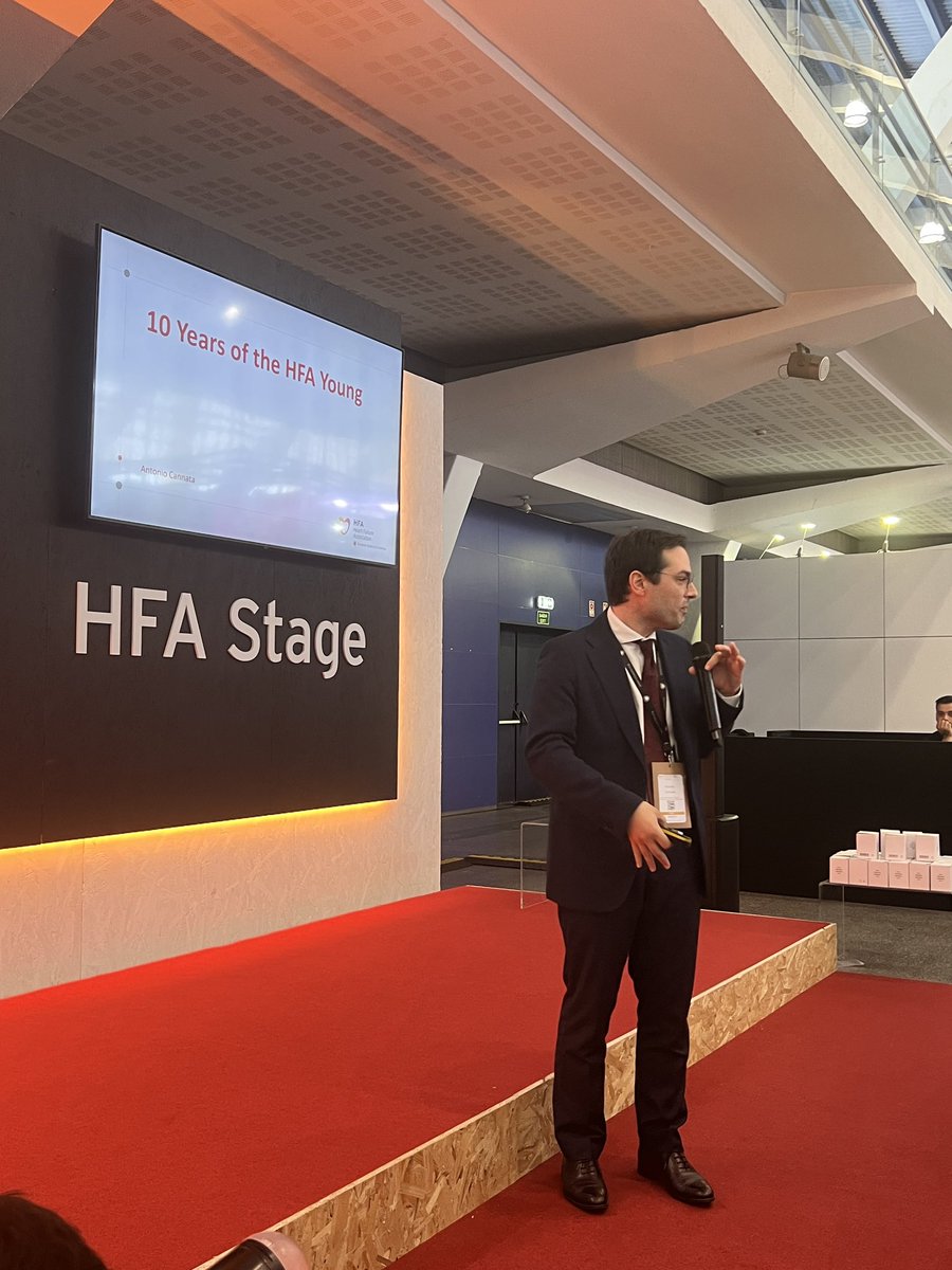 #20yearsHFA Prof @MarcoMetra @HFA_President and @_antocannata leader of the #HFA_young explained the history of #HFA_ESC over the years, all the amazing milestones&achievements that #HFA contributed to the #HF community, not only in the EU, but globally. #HeartFailure2024
