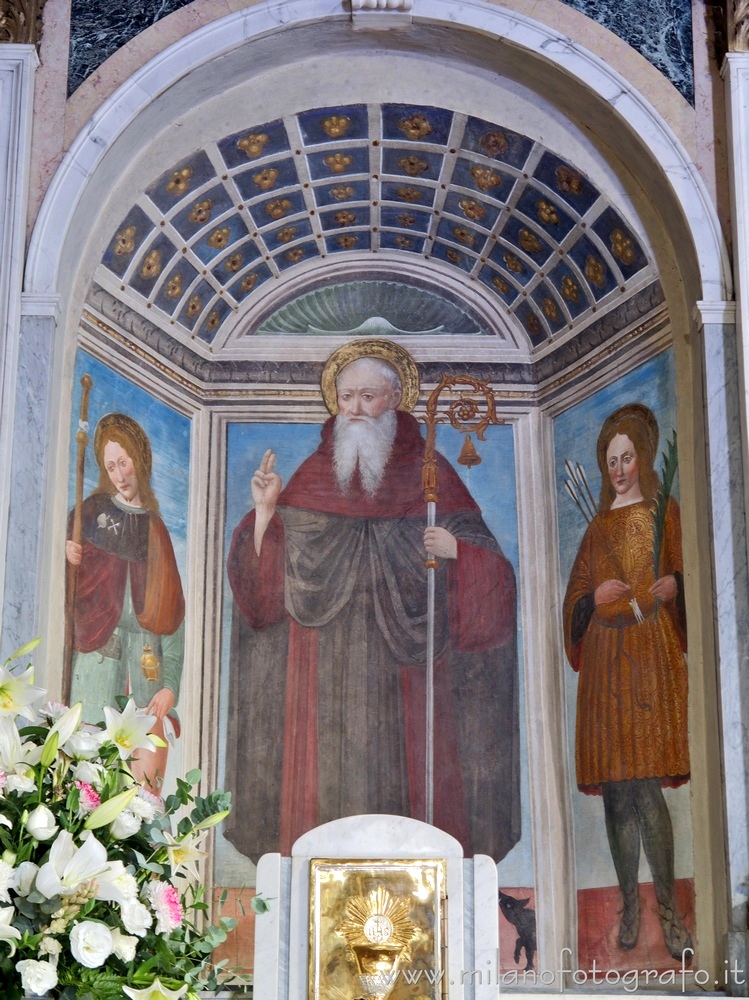 Trezzano sul Naviglio (#Milan #Italy): Fresco of St. Anthony Abbot in the #Church of Sant'Ambrogio. Exif, full size img: milanofotografo.it/englishFotogra… Read more: milanofotografo.it/englishSvagoCu… #Lombardia #Italia #Italien #renaissance @GxLombardia @inLOMBARDIA @AriaLombTurismo @Italia