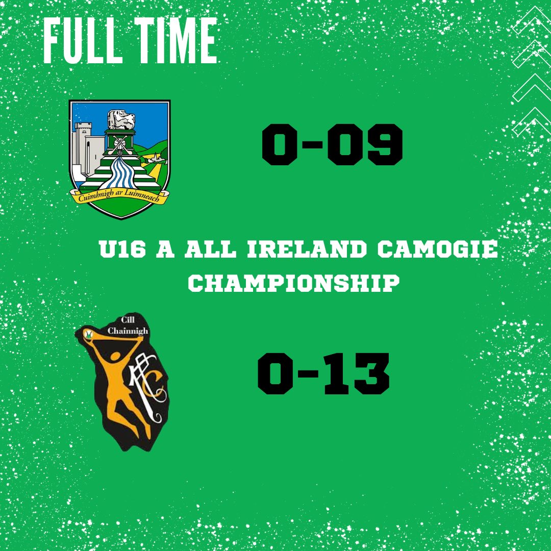 🏆 @OfficialCamogie U16 A All Ireland Champiosnhip Round 2️⃣ Full Time Limerick: 0-9(9) @KilkennyCamogie: 0-13(13) Girls battled throughout but Kilkenny were the stronger side on the day and took their scores well 👏🏻