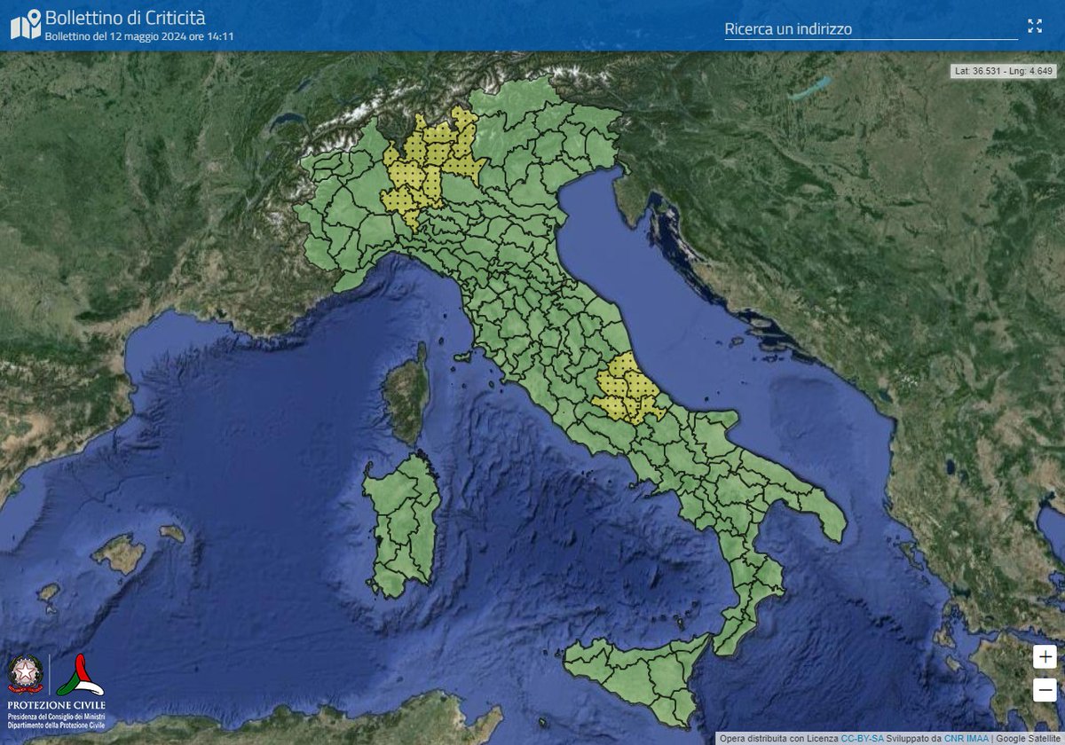 📅 Lunedì #13maggio 🔔🟡 #allertaGIALLA su settori di Lombardia e Abruzzo. 🔎 Consulta il bollettino di allerta meteo-idro 👉 bit.ly/AllertaMeteoId… #protezionecivile