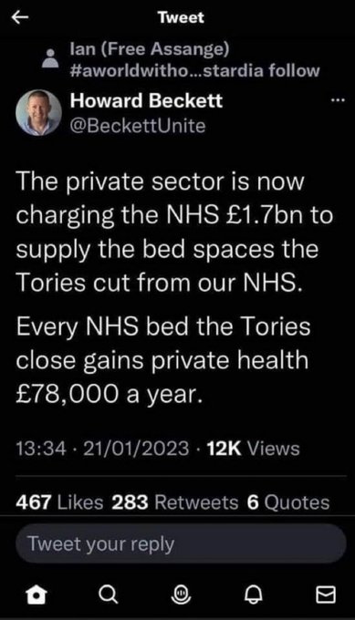 @Keir_Starmer Hope that doesn't mean funnelling money to private outsourcing or  PA's 2nd rate Health Care. We all know  privatisation starves our NHS.  An Oxford study shows private care result in poor patient outcomes and unnecessary deaths.