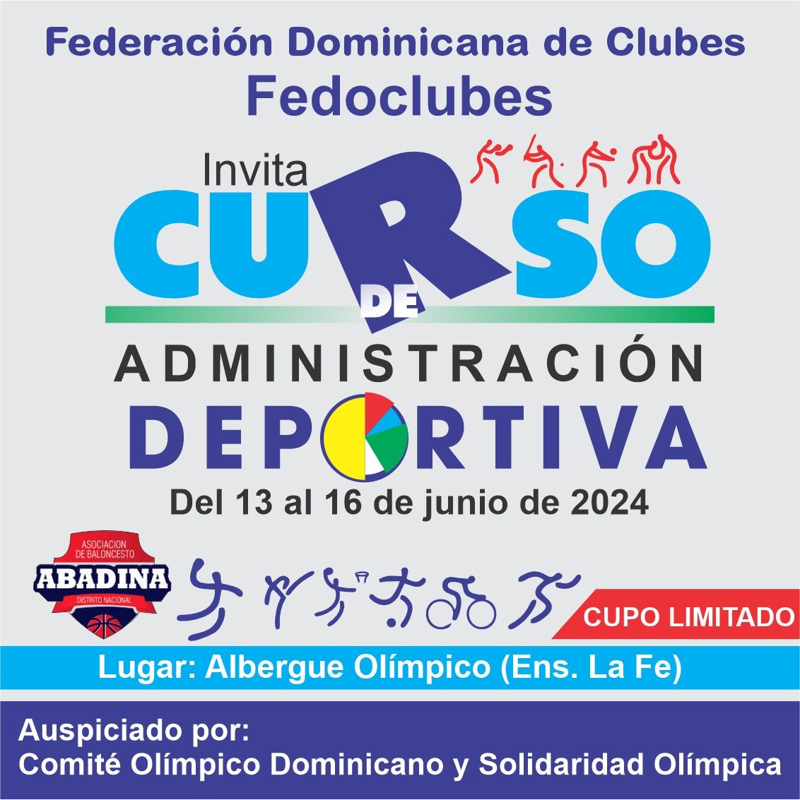 FEDOCLUBES INVITA A CURSO DE ADMINISTRACIÓN DEPORTIVA PARA DIRIGENTES DE CLUBES. Del 13 al 16 de junio del 2024. Cupo limitado...