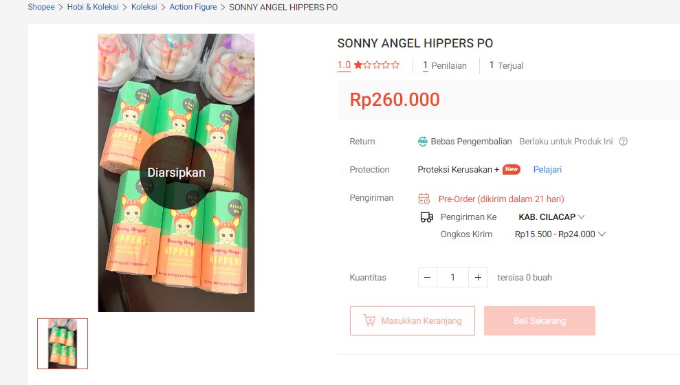 besok-besok kalo kalian cari yg wts songel hippers di shopee hati-hati sama akun shopee ini guys, dia jual sealed tapi nyatanya udah di unbox. pas aku kasih penilaian produknya langsung diarsipkan