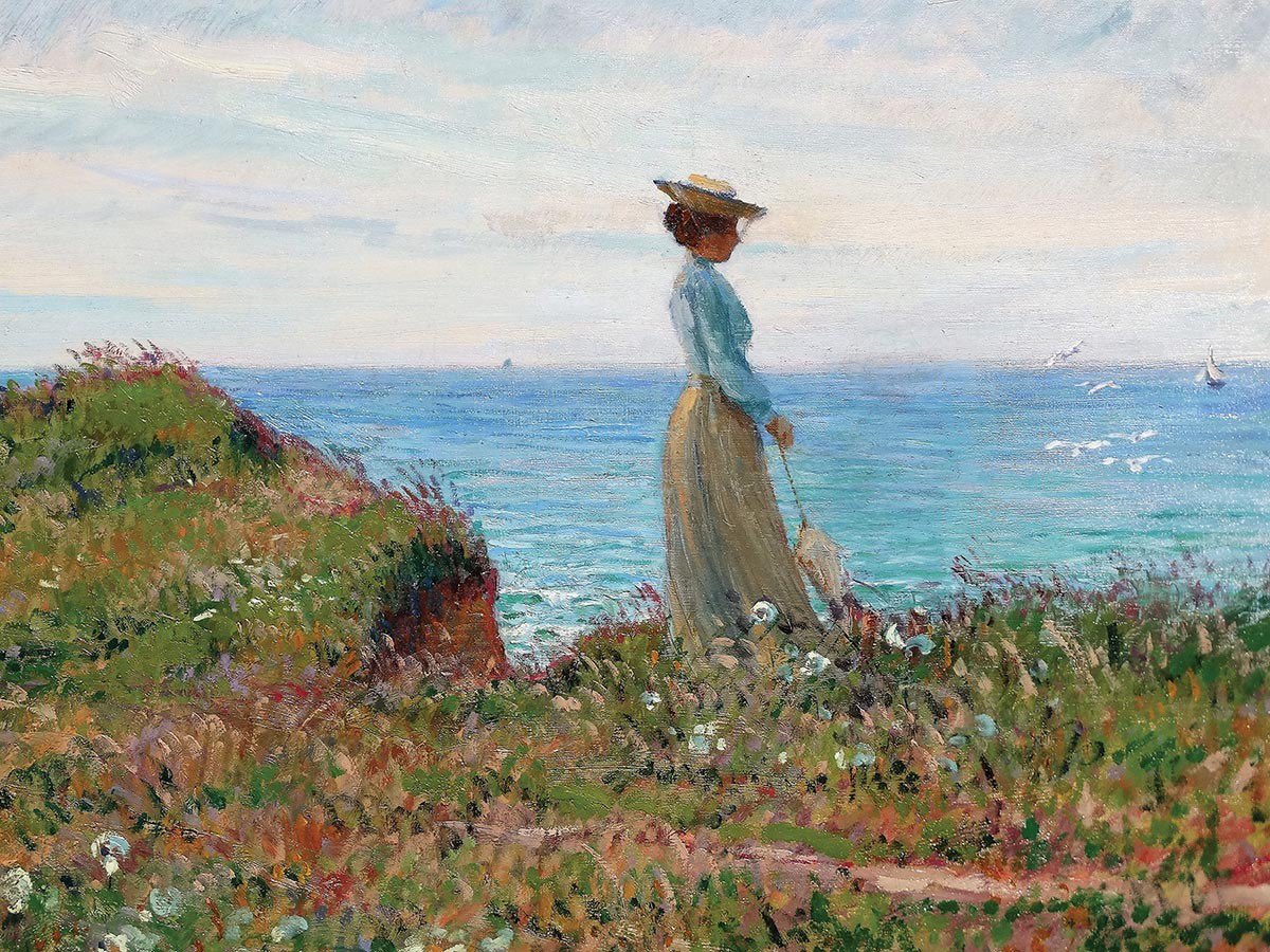 Léon Giran-Max (1867 - 1927) Elégante à La pointe de Crosnier, Saint-Briac, Bretagne