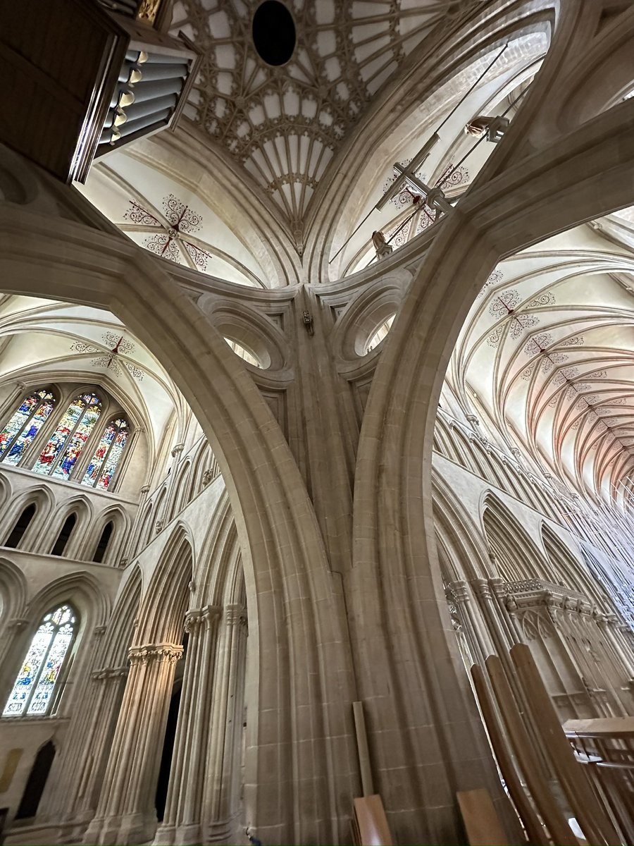 Meet beneath Joy’s strainer arches at the crossing junction of the nave and north transept at Well Cathedral.