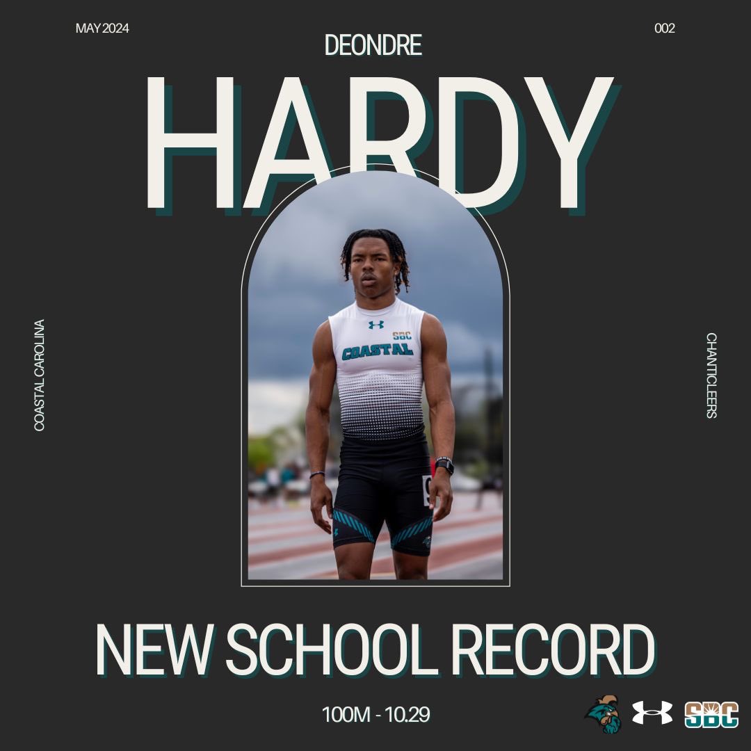 What a meet for Deondre Hardy !!! He got on the podium 4 times & is now your 100m record holder ! 10.29 is a lifetime best for the sophomore ! #ChantsUp