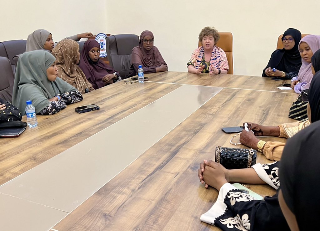 1/3) @UN’s @CatrionaLaing1 today visited #Dhusamareb, where she met with #Galmudug’s President @MrQoorqoor and civil society - topics discussed included support for state-and peacebuilding, progress on a local #UN office, and recent achievements in the #FMS’ fight against female…