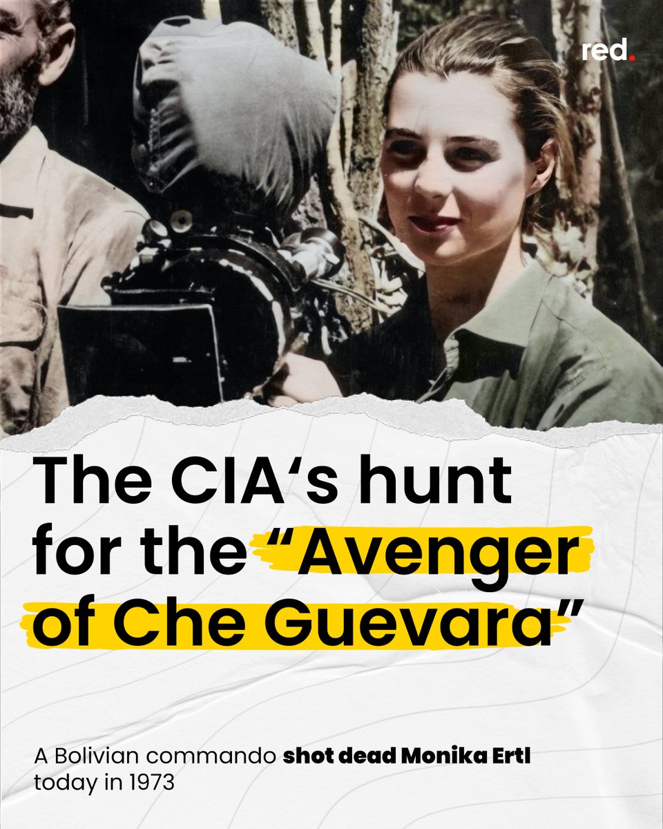 “Che Guevara's Avenger” was shot dead on this day in 1973. After the assassination of the legendary revolutionary by CIA-backed commandos in the Bolivian jungle in 1967, Monika Ertl embarked on a mission of revenge. Read on to find out the whole breathtaking story. 🧵