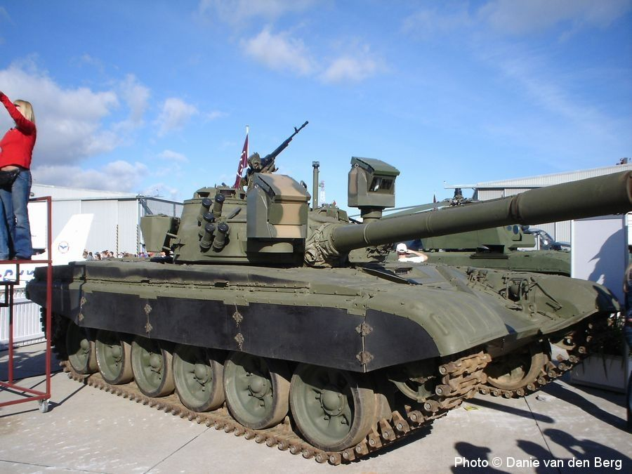 One of two T-72M1s purchased by South Africa from Poland for evaluation. Evaluation trials of 'Operation Carbenet' lasted from March 5 to May 18, 1990. The Polish T-72M1 main battle tank was equipped with the South African LIW (Denel) Tiger fire control system, which allows the