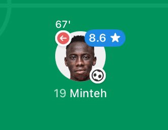 Another man of the match @FotMob rating for Yankuba Minteh 🇬🇲 

Personally I’d bring him back in next season especially with slot moving on it’ll not be the same under new management “fresh ideas” 

#NUFC