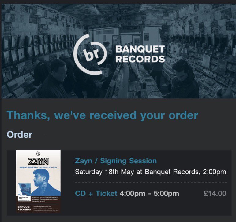 GIVEAWAY
I have an extra ticket for a Zayn Signing Session at Banquet Records, Saturday, May 18th, 4-5pm, CD

Conditions:
Donate any amount of money to a Palestinian fundraiser and post a confirmation screenshot below

I’ll randomly choose one person on Tuesday, May 14th, 7pm BST
