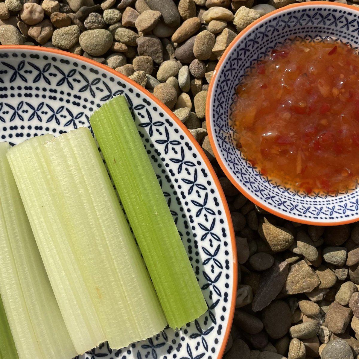 Celery with sweet chilli sauce !!
