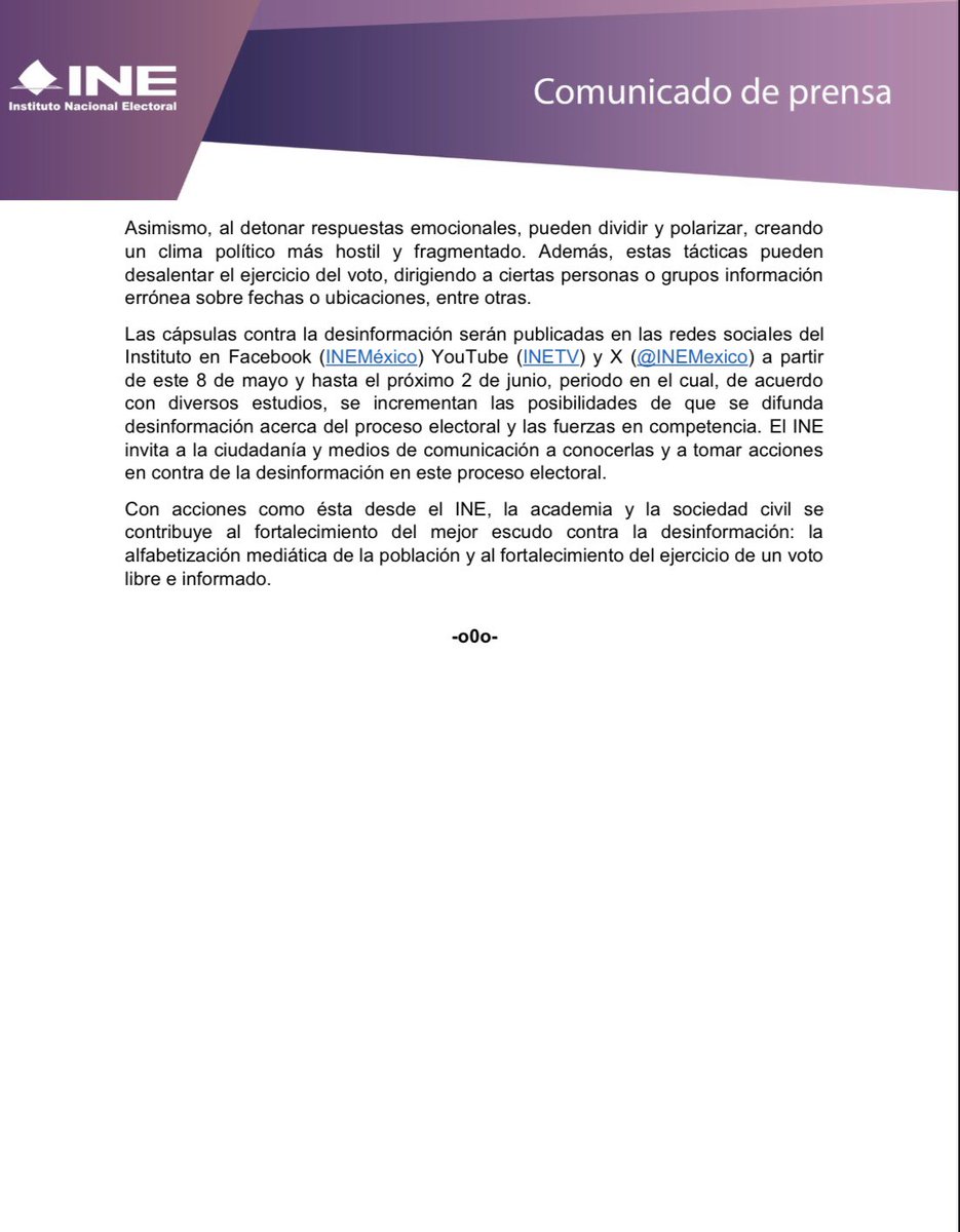 📝 #BoletínINE | El @INEMexico, la Universidad Iberoamericana y Movilizatorio implementan acciones contra la desinformación en el marco de las #Elecciones2024MX del 2 de junio. tinyurl.com/cvvrhpca