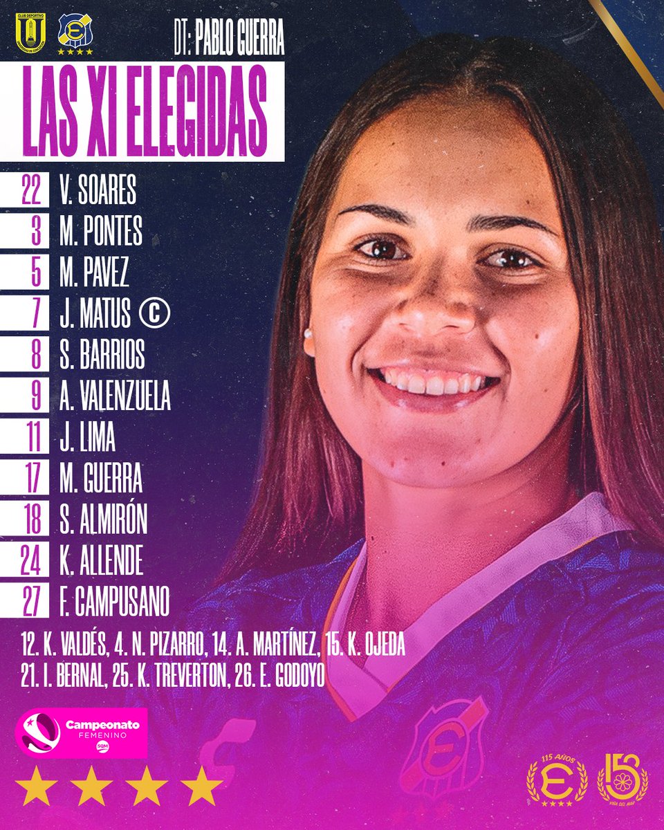 ¡Las 𝗫𝗜 𝗘𝗟𝗘𝗚𝗜𝗗𝗔𝗦 por nuestro Director Técnico Pablo Guerra para el partido ante Universidad de Concepción por la décima fecha del #FemeninoSQM🏆! 💜⚽️ Estadio • UDC 🏟 Horario • 11:00 horas ⏱️ 💙 #VamosEverton #Evertonízate #EvertonEsViña #ViñaEsEverton 💛