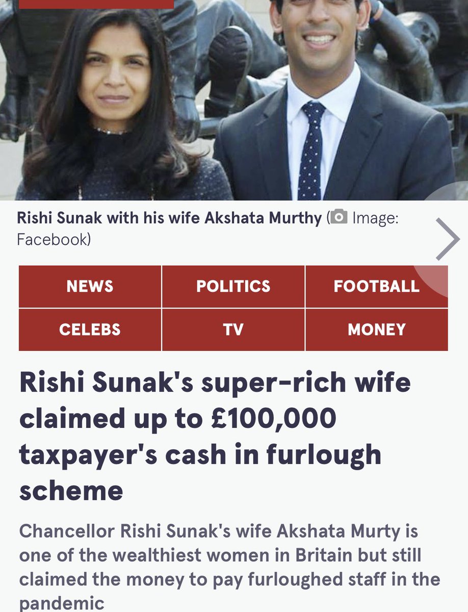 Riddle me this - Why was Sunak’s Non Taxpayer wife able to claim £100K furlough👇🏼👇🏼 But 3.8 million Tax Paying small biz owners, self employed & freelancers were blocked by him from claiming❓❓ Smells v #FishyRishi to me 🥴 Anyone able to answer 🤷🏼‍♂️ @ExcludedFighter #Excluded