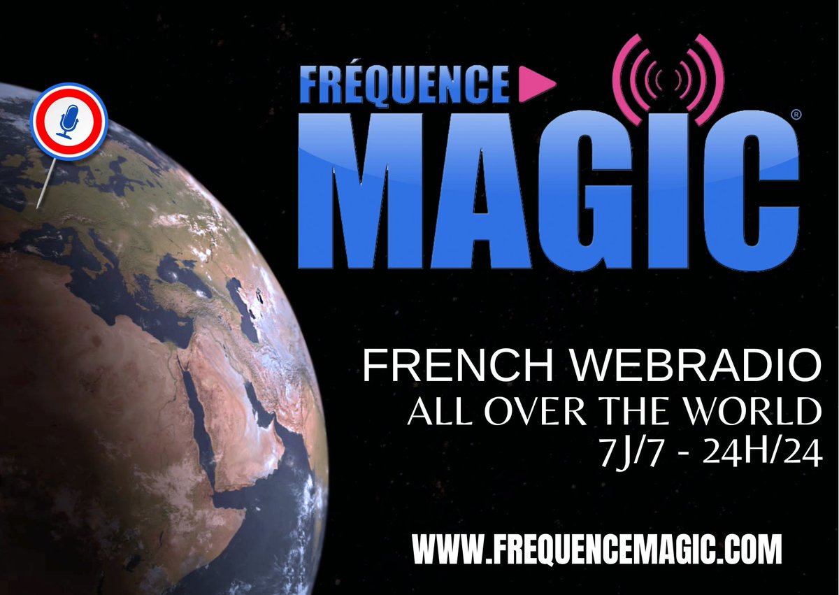 You listen to FREQUENCE MAGIC web radio anywhere in the world 7 days a week, 24 hours a day. Thank you for your loyalty.

Live : frequencemagic.com/player.html
Boutique: MagicBoutique.fr

#FrequenceMagic #FM #Webradio
#Radio #AuroundTheWorld #AllOverTheWorld