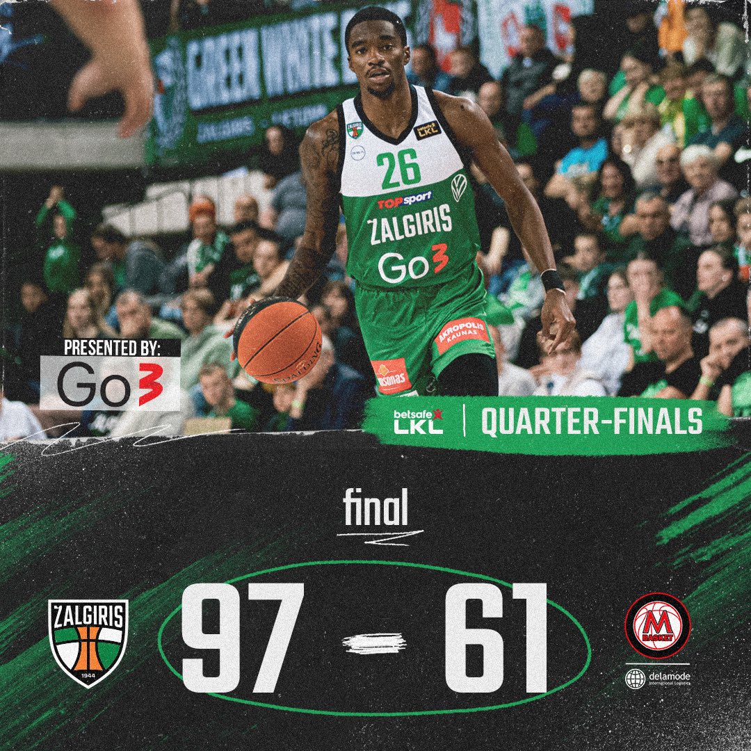 Zalgiris has secured the first win of the quarter-final series. ✅