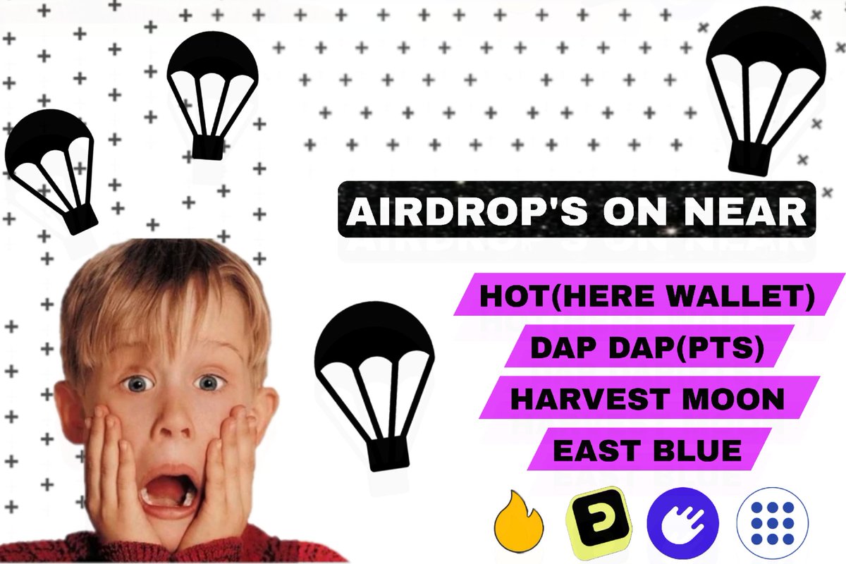 🔔🔔ALERT ABOUT POTENTIAL AIRDROP TO @NEARProtocol 🪂🔥

✅Be active, collect points, complete quests to get #Airdrop in the future🚀

🏆Presented here 4️⃣ projects in which we can be active and receive tokens in the future:
▪️HOT (@here_wallet)
▪️DapDap(@DapDapMeUp
▪️Harvest moon…