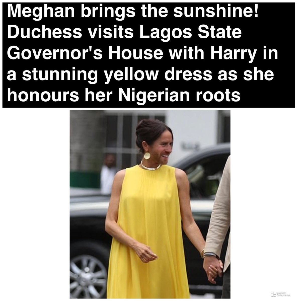 Sometimes headline writers do all my work for me.... 'with Harry in a stunning yellow dress'......