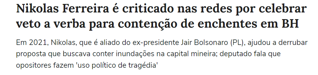 Se você, eleitor de Belo Horizonte, tiver uma cheia como a do Rio Grande do Sul, vai lembrar de quem ajudou a produzi-la.