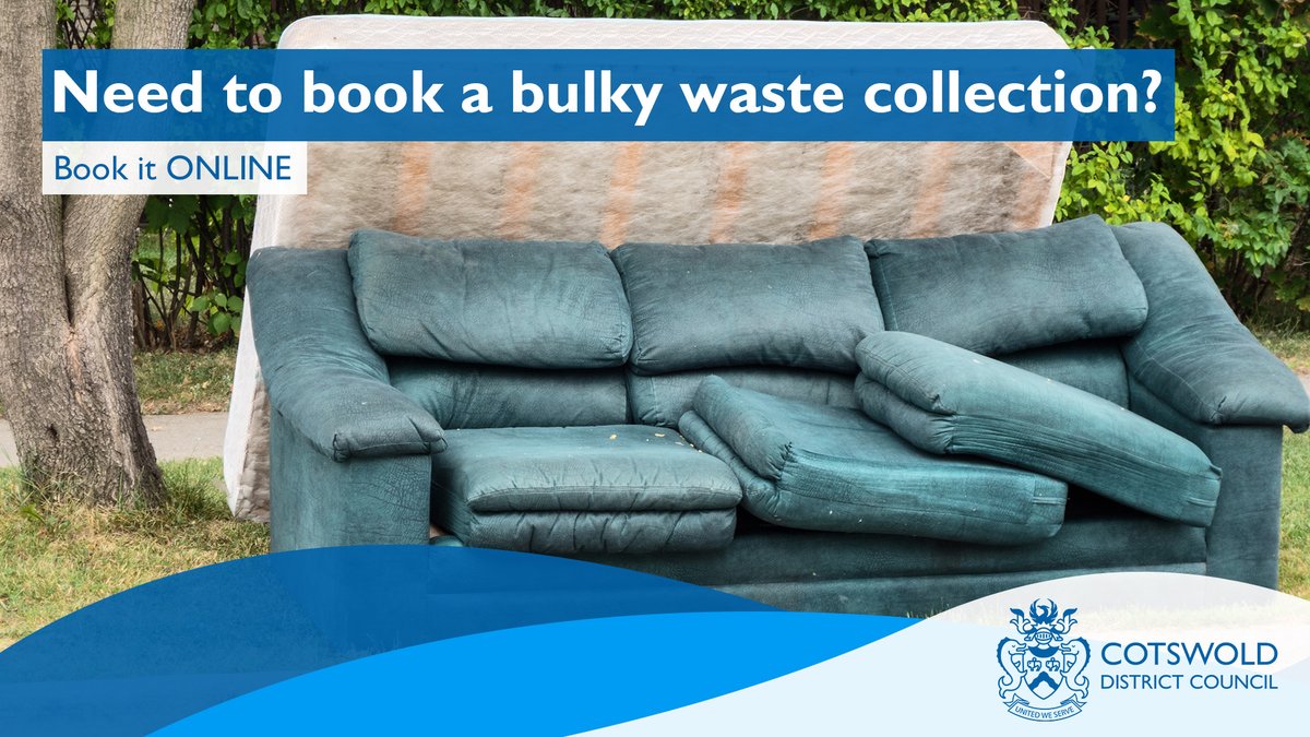 Did you know that if you have large items you can't take to a recycling centre, you can book a bulky waste collection online? 📲 So don't let those big items go to waste, start reducing, reusing, and recycling now! 🤩 👉 cotswold.gov.uk/bulkywaste