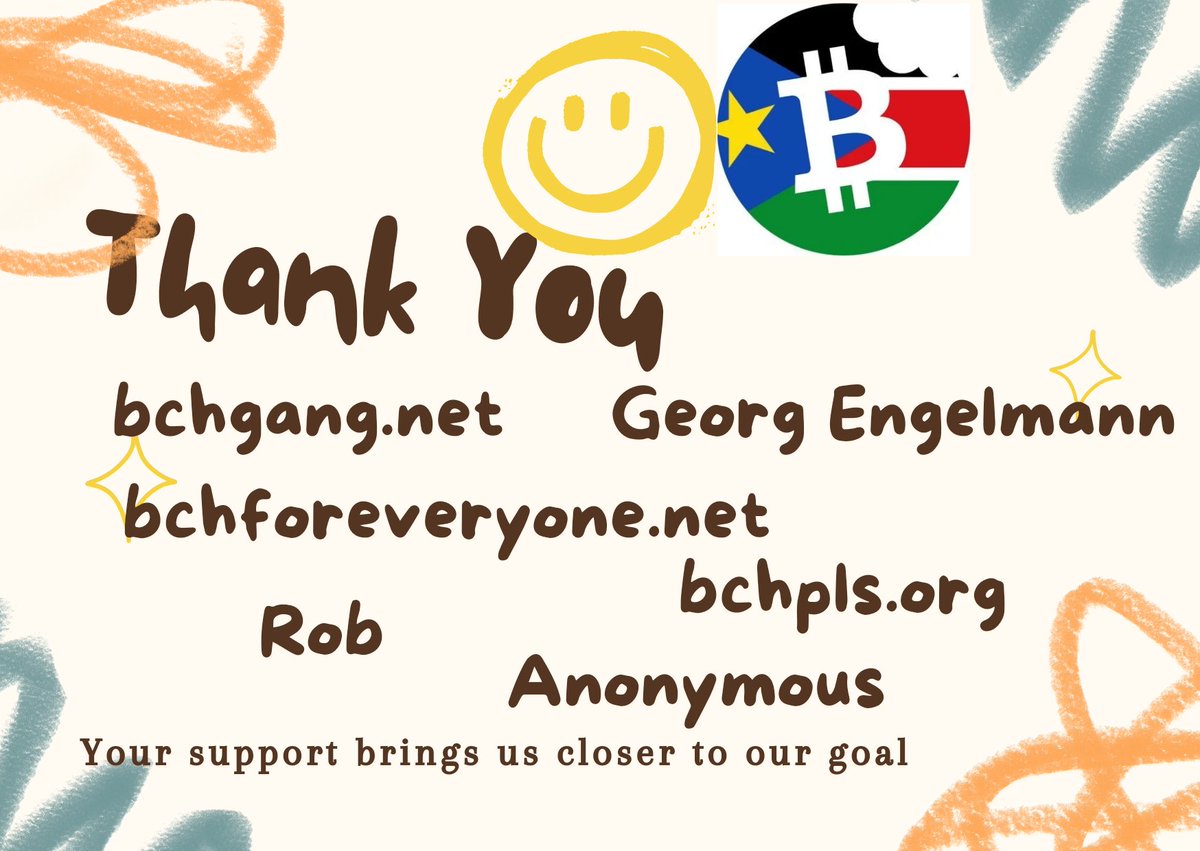 Big Thanks to Our Donors - We're Making Progress. We've reached 0.66 #BCH thanks to your unwavering support! While we're still on the path to our 75 #BCH goal, every donation is a vital step forward. #BitcoinCash Support us today & make a difference eatbch-flipstarter.ra3.us/en