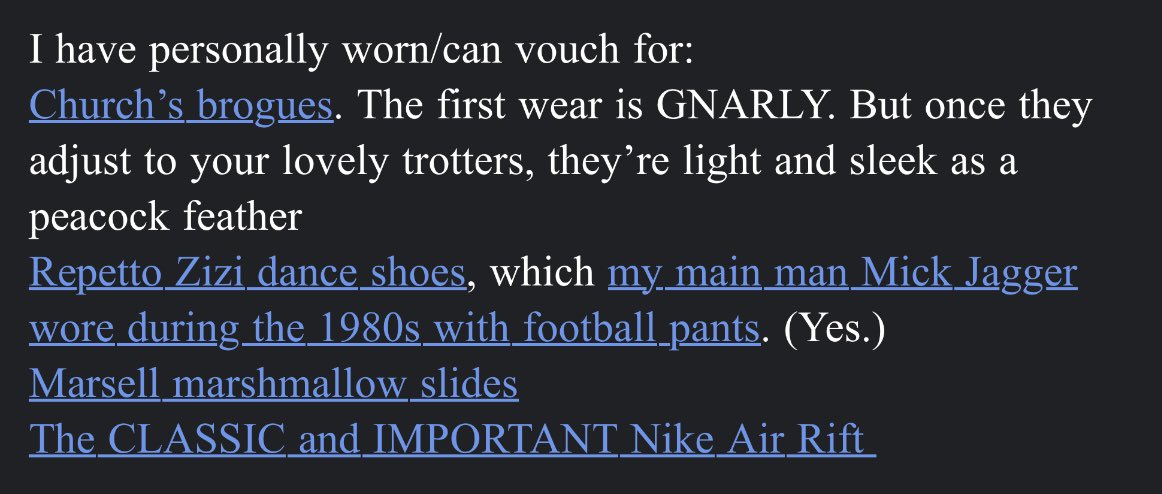 Praise be.. a new Opulent tips in my inbox! And the Air Rifts (a long, iconic fave) is in the list of @theprophetpizza reliable shoe.. I’ve worn them since the mid aughts.. I wish Nike would resume production and stop making those god awful dunks.