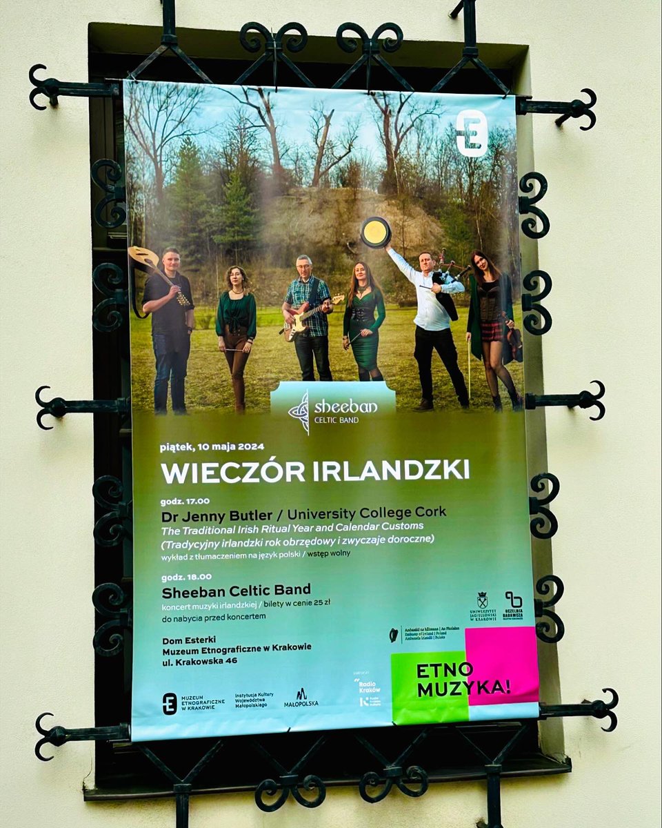Poster on the street advertising my talk on “The Traditional #Irish Ritual Year and Calendar #Customs” at the Seweryn Udziela -#Ethnographic #Museum In #Krakow.
 
#irishcustoms #ireland #calendarcustoms #irishfestivals #irishfolklore #folklore #traditions #ethnology #ethnography