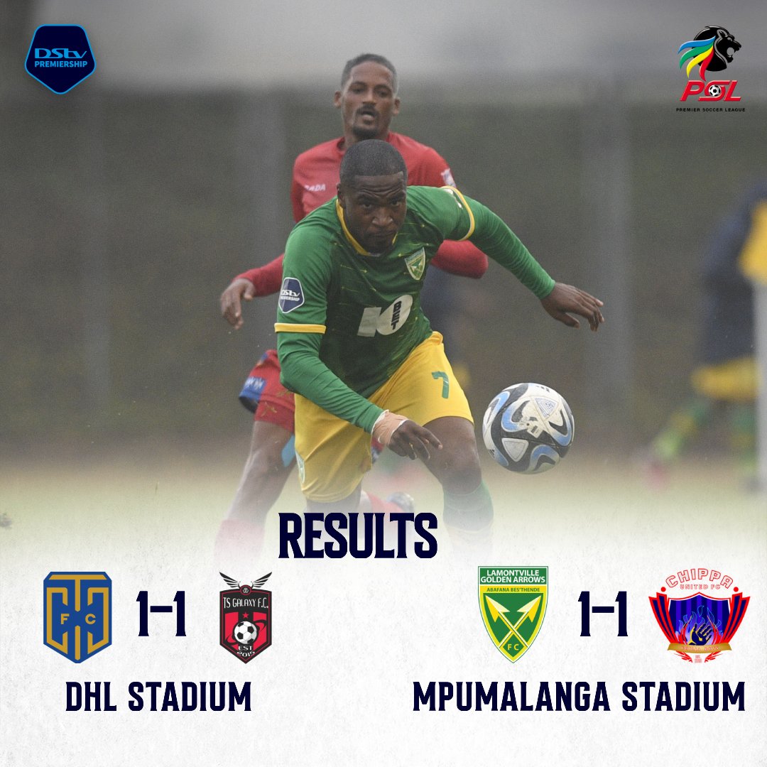 #DStvPrem results: The afternoon doubleheader ends in a pair of draws. @TSGALAXYFC and @goldenarrowsfc1 both fight back to earn a point after being behind at halftime.