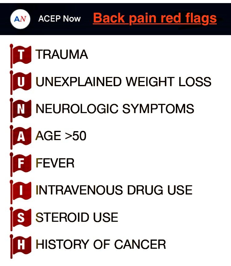 Back Pain Red Flags: TUNA FISH youtu.be/KJO39rUnn6w