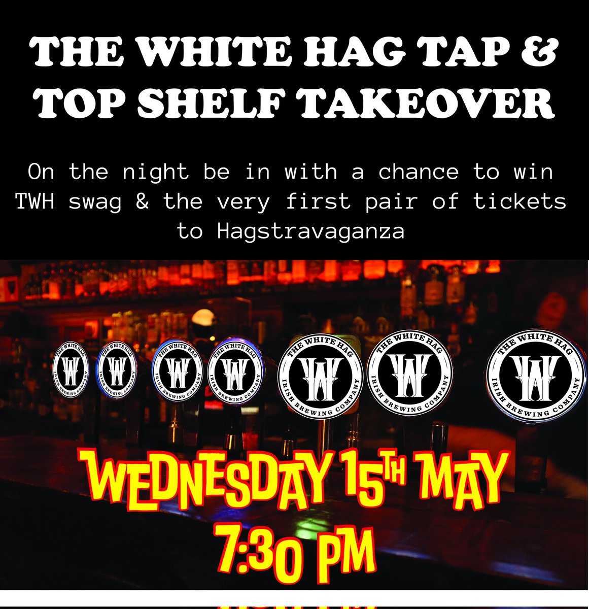 This coming Wednesday we are inviting @TheWhiteHag to take over our taps and pour some top shelf whiskey. It begins at 7:30pm and there will be swag on the evening. In addition a pair of tickets for Hagstravaganza will be up for grabs. Don't have Wednesday envy.
