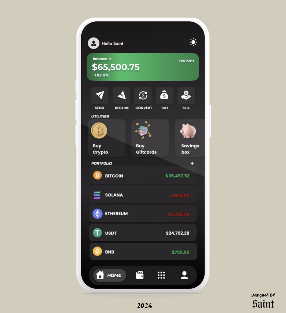 Hey guys this is my first UI design, a concept for a wallet exchange app, struggled a bit with the fonts at first 😅
Designed on Figma, framed on Canva.
Need your honest thoughts and reveiws. Thanks. #uidesign #figma #canva