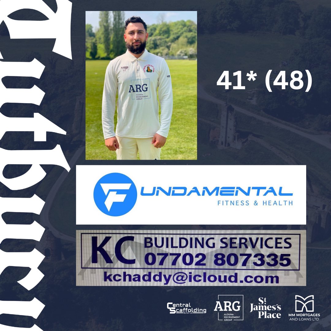 Great Debutant Knock by Haseeb Tajmal who Managed 41* off 48 Balls for the 1st XI as he helped guide them to victory.
Proudly Sponsored by fundamental fitness ltd & KC Building Services
🏏