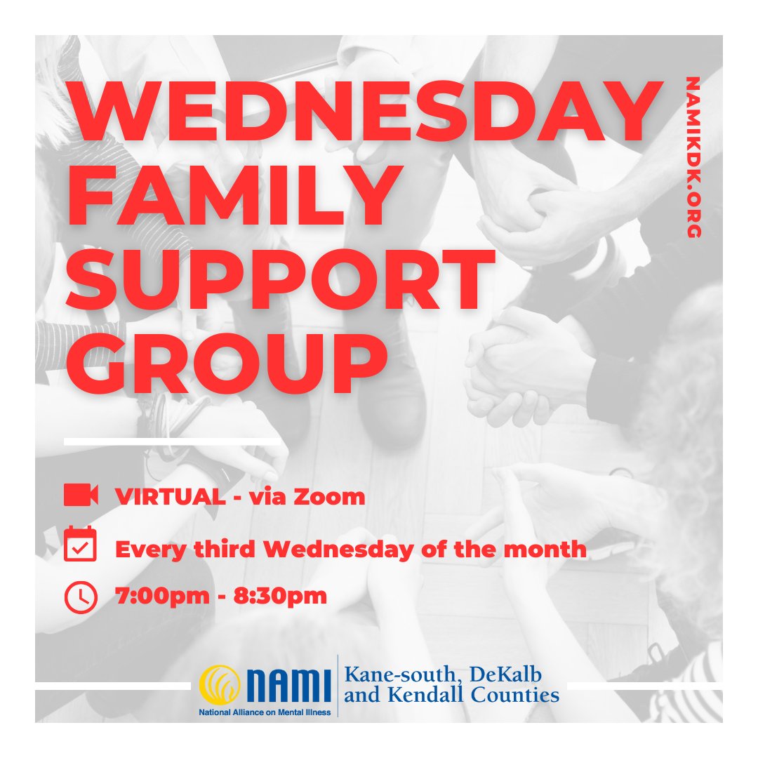 Join us this coming Wednesday for our virtual Family Support Group. We meet every 3rd Wednesday on Zoom, 7pm – 8:30pm! Register: forms.gle/MPqj8ywj3vjZ5n…

#SupportGroup #YouAreNotAlone #MentalHealthMatters #MentalHealth  #PeerSupport #MentalHealthAwareness #FamilySupportGroup