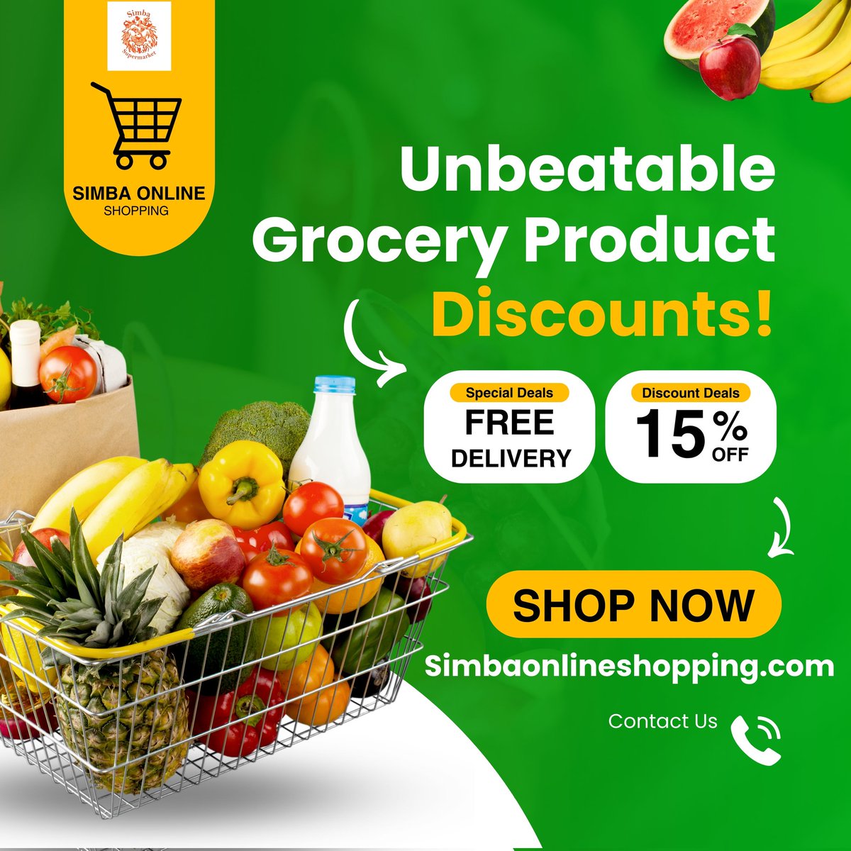 Farm-fresh goodness, delivered to your doorstep! 🍏🥦 Order now for a taste of nature's bounty. 🌱 #OnlineGrocery #SimbaSupermarket 
simbaonlineshopping.com