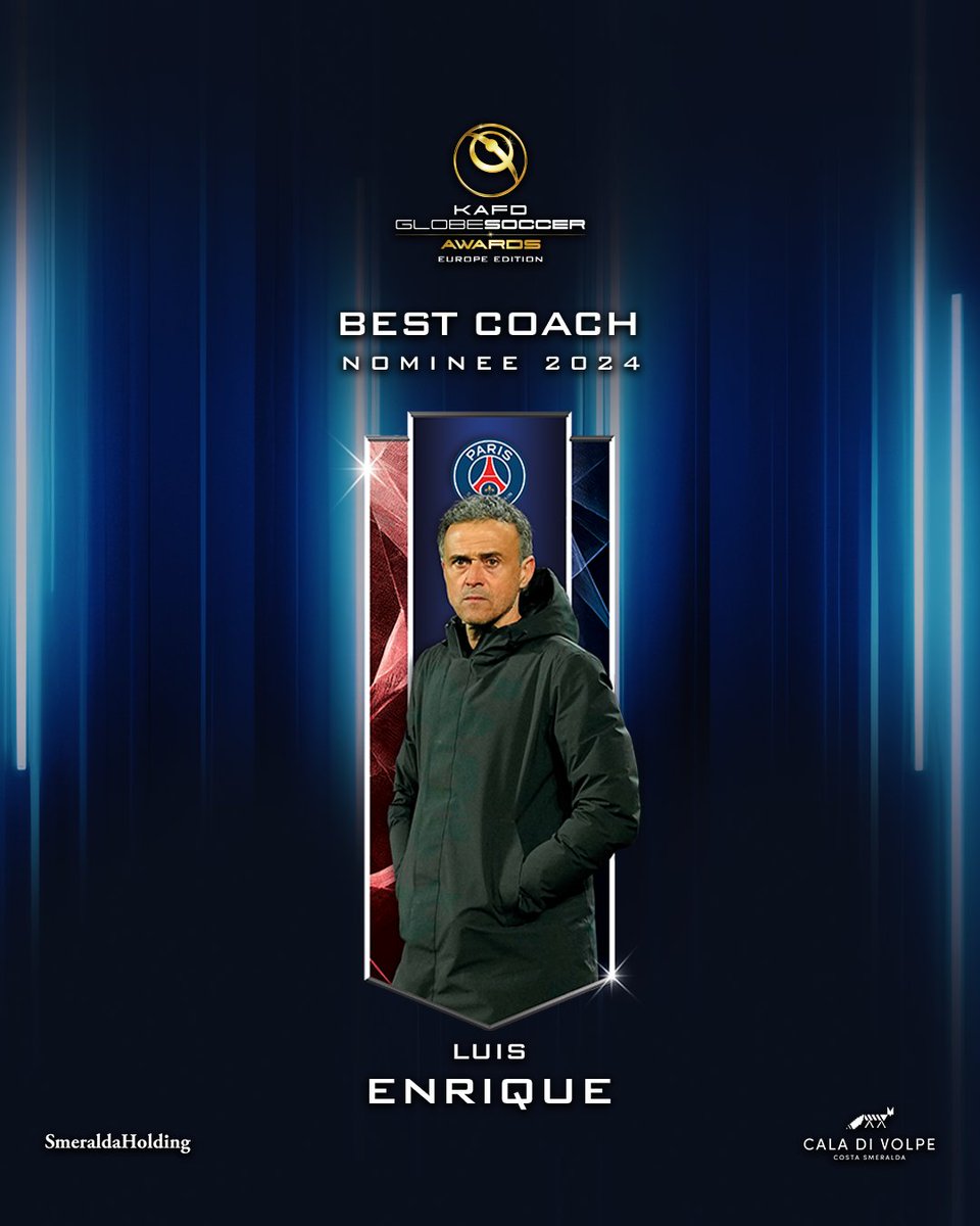 Will Luis Enrique claim the title of BEST COACH at the KAFD #GlobeSoccer European Awards? 👑 

Cast your vote now! vote.globesoccer.com/vote/euro-best…

@LuisEnrique21 #KAFD #HotelCaladiVolpe #SmeraldaHolding