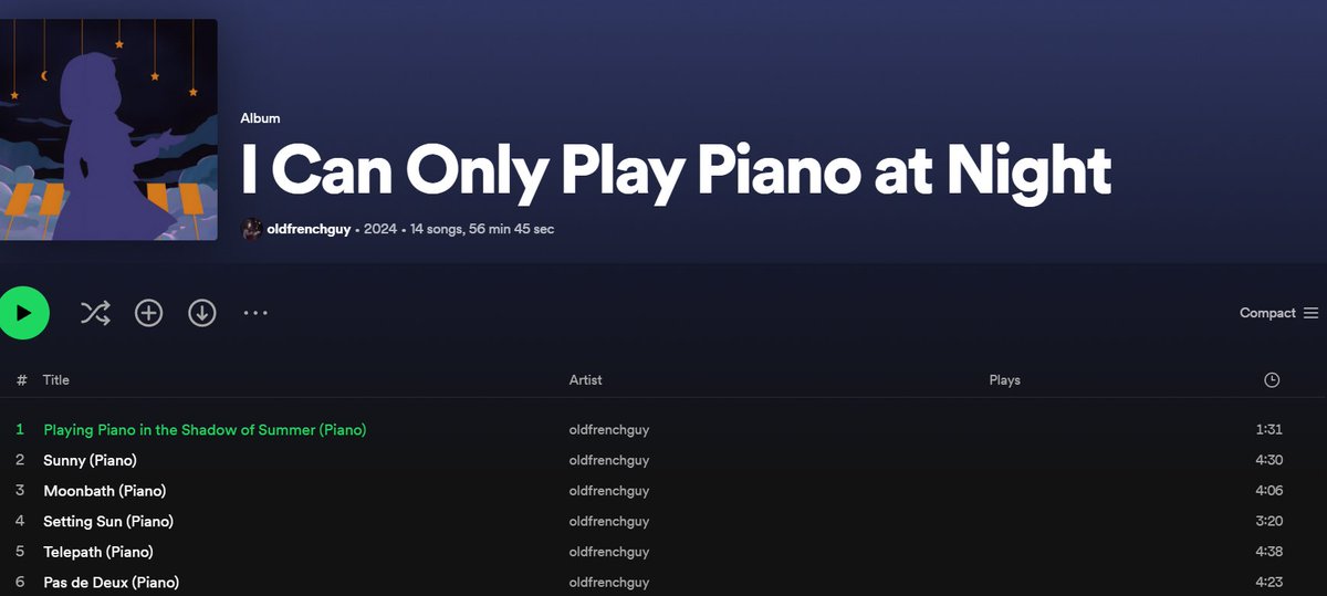 My latest album 'I Can Only Play Piano at Night' featuring my Yorushika Piano arrangements, is on spotify! Go check it out!

open.spotify.com/album/4eTNvSCU…