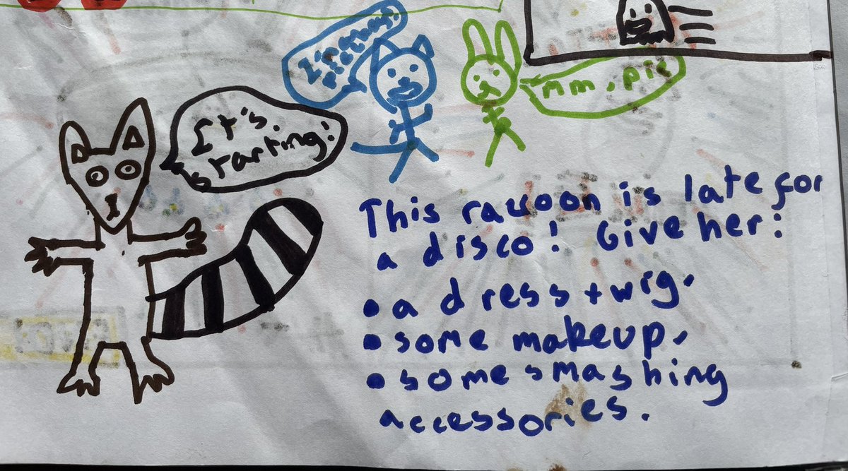 I came across a comic my kids wrote years ago clearly influenced by @phoenixcomicuk. My favourite bits are mitosis related football and drag raccoon. #comics