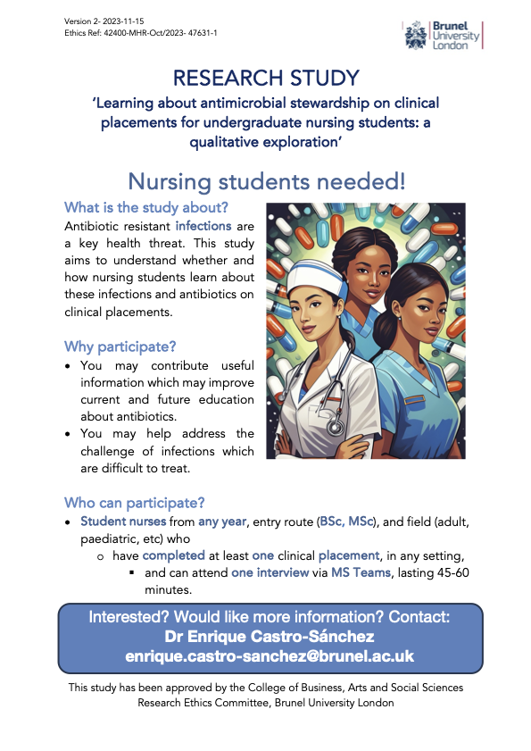 On #InternationalNursesDay2024, would be grateful for help with recruitment of my study- nursing students needed for interviews on their learning about #antimicrobialstewardship during clinical placements. Contact me on email below for participant info sheet and discuss anything.
