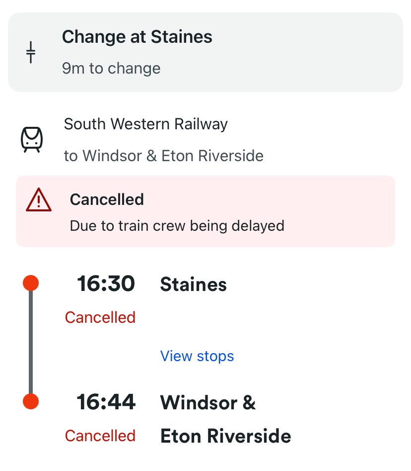 fucking trains in this country is useless, halfway on my way to staines from woking and u tell me my train is cancelled, knobjockeys the lot of them