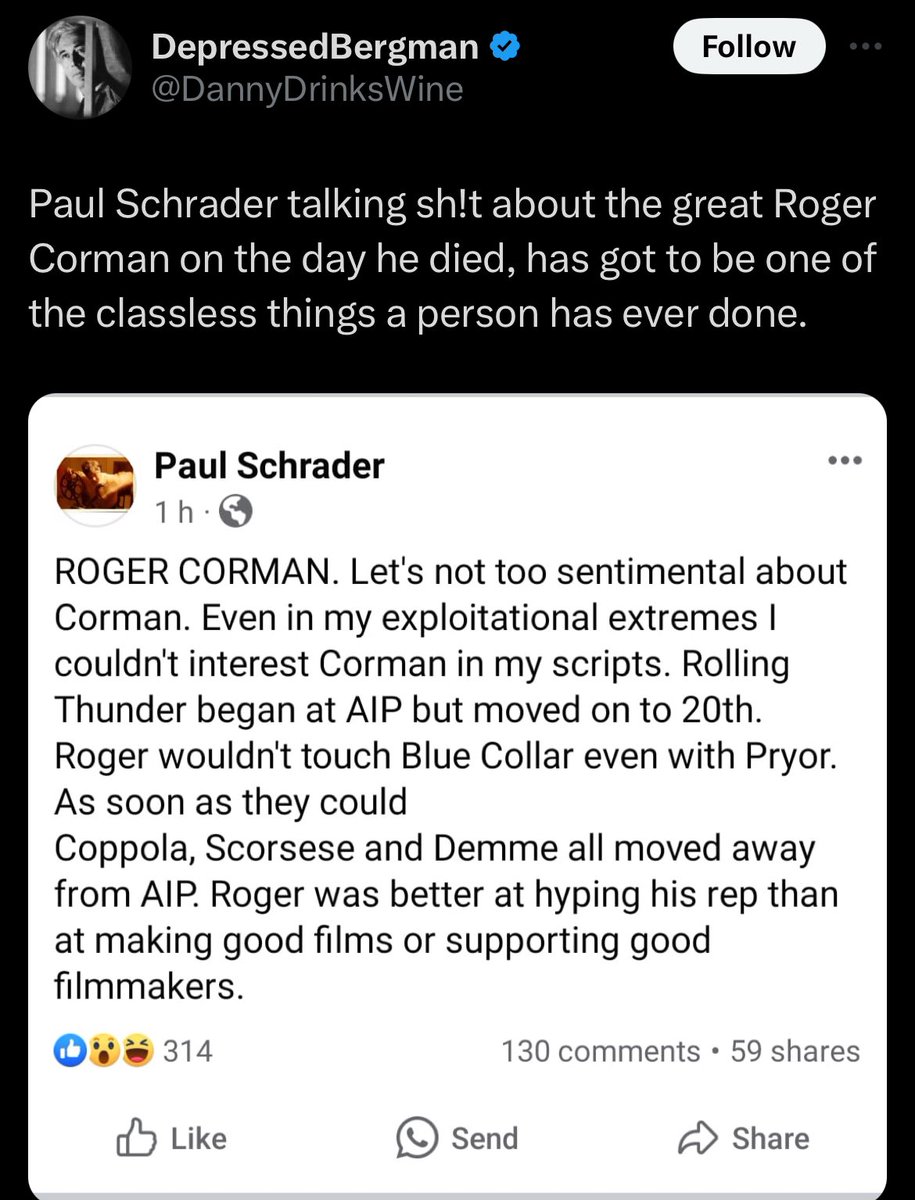 [only shows up in feeds shamelessly farming engagement with directors talking shit] This director talking shit is one of the classless things a person has ever done.