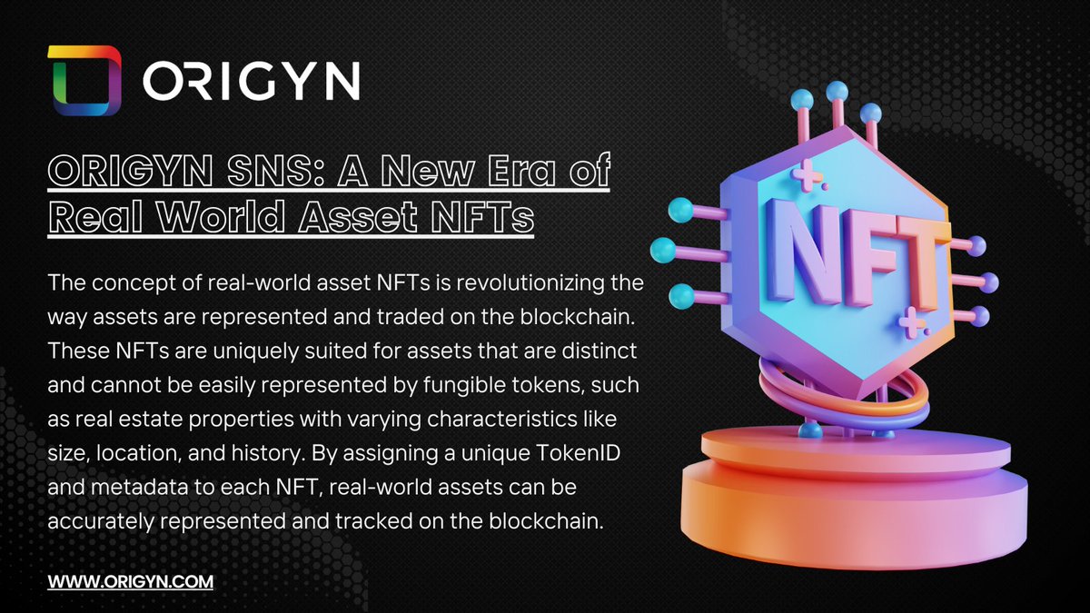 Unlock the transformative potential of real-world asset NFTs with @ORIGYNTech SNS!🚀

Discover how these cutting-edge tokens are revolutionizing asset ownership, offering unparalleled transparency, fractionalization, and traceability.👀🔥

Learn about their game-changing