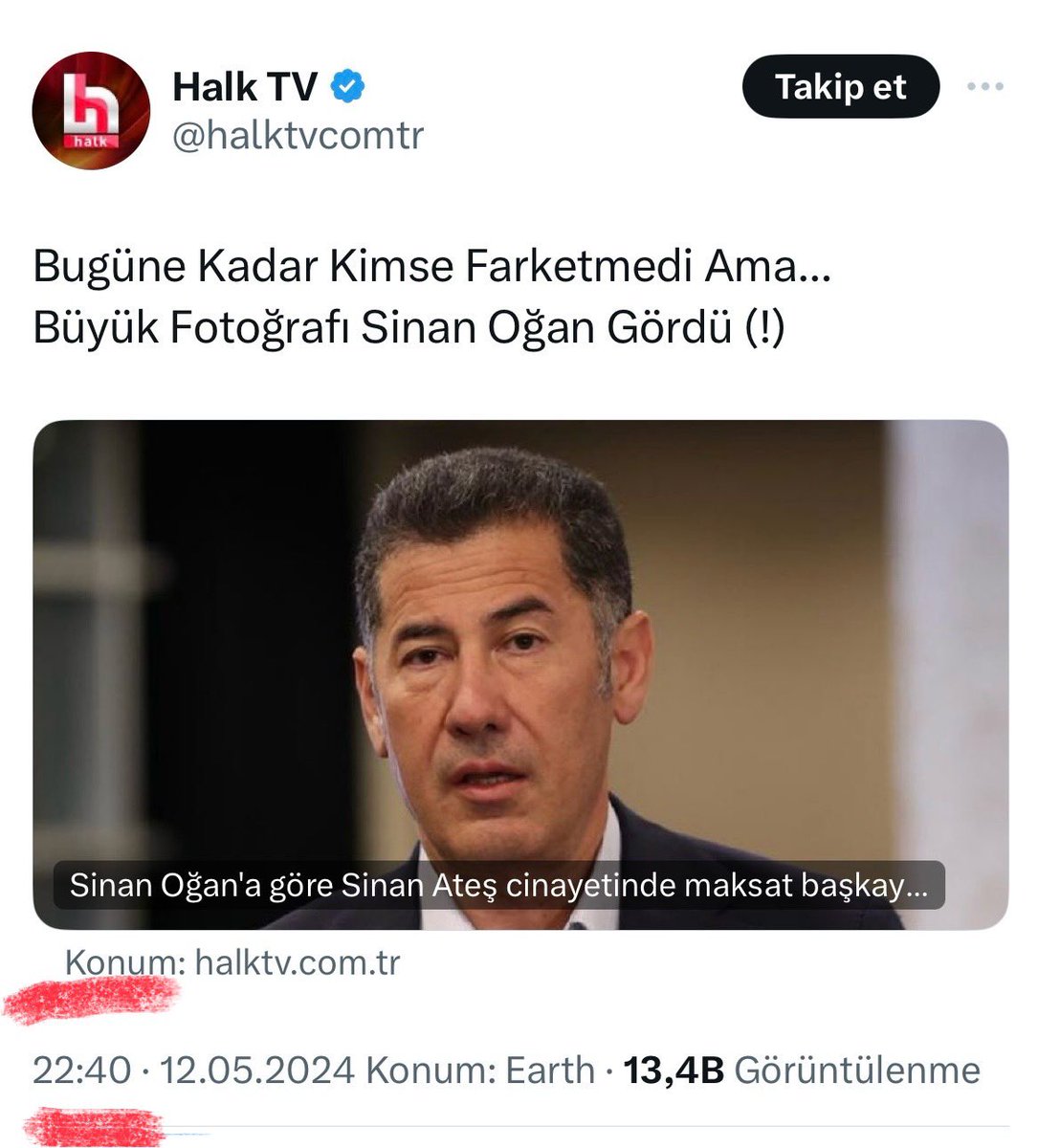 Adınız <a href="/halktvcomtr/">Halk TV</a> ama zihniyetiniz “Çamur tv!” Benim bu konuda açıklama yaptığım saat bugün 20.25 civarı, sizin ise bu twiti atma saatiniz 22.40 ve benim bu konudaki açıklamama yer vermeden karalama amaçlı bir haber hazırlamışsınız. Allah Türkiyemizi sizin zihniyetinizden