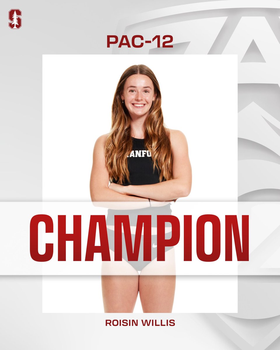 Your new Pac-12 800 champion, Roisin Willis!! She takes her first conference title, in 2:01.00! Congratulations Roisin! #GoStanford