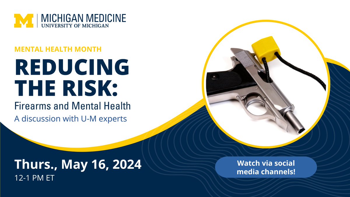 What should people with #mentalhealth conditions & the people who love them know about firearm-related risks? What should firearm owners know about how to reduce risk of suicide & about new laws in Michigan designed to prevent tragedy? Join us Thursday: youtube.com/live/q0SxrpTWx…