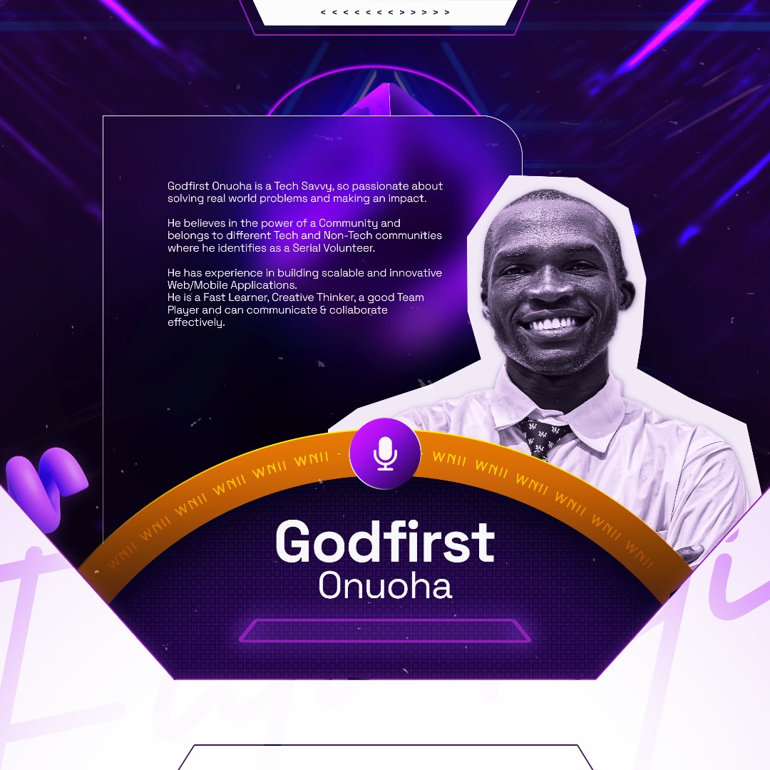 Meet @GodfirstOnuoha, an experienced web/mobile application developer, a Serial Volunteer known throughout the ENTIRE Owerri tech community for his passion for volunteering, AND one of the speakers at the What's Next 2.0 webinar! 🤩

#whatsnext2 #techevent #newbie #beginnerintech