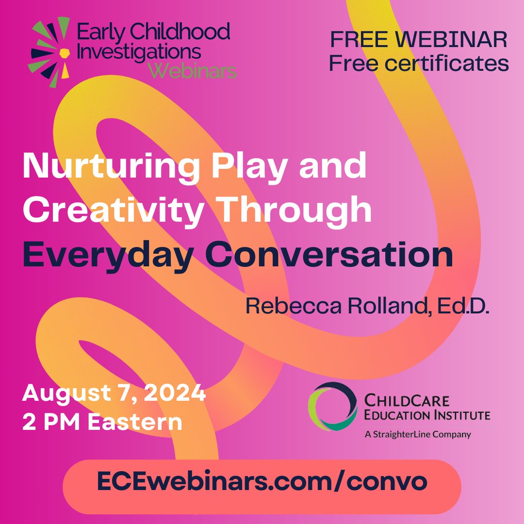 FYI, #earlyeducators, Preschool children + conversations with you & each other = #creativethinking! Join author @rolland_rg to learn to cultivate #higherorderthinking in your #earlyed classroom.- *|URL|* #earlychildhood #preschool #cdnchildcare #earlyyears #earlyyearseducation