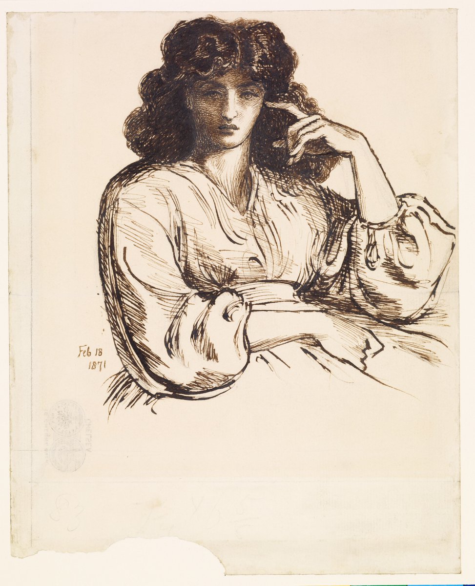 I love this portrait of Jane Morris by Dante Gabriel Rossetti, 1871. It's Rossetti's birthday today! Born 12 May 1828. 🎂 #PublicDomain #CC0 dams.birminghammuseums.org.uk/asset-bank/act…
