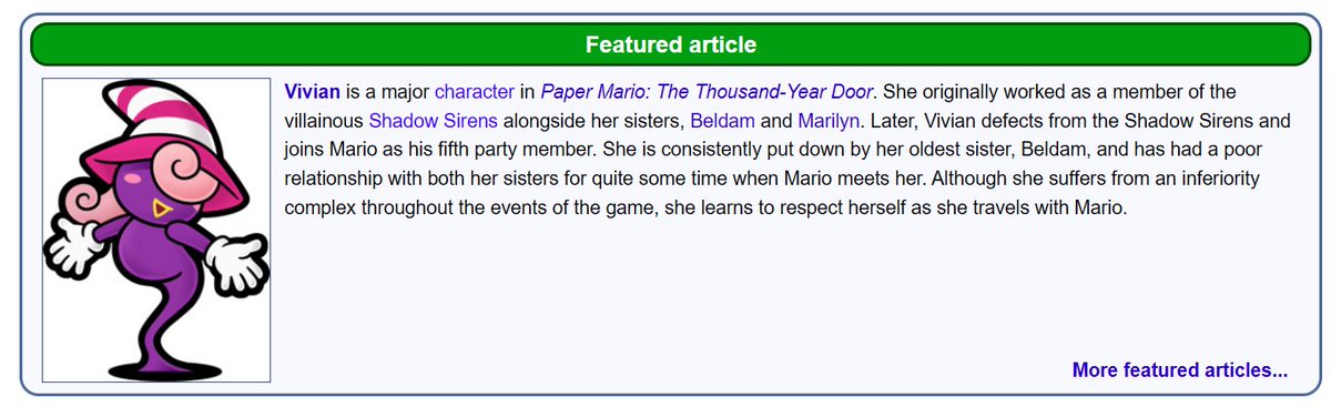 VIVIAN IS THE FEATURED ARTICLE ON THE MARIO WIKI